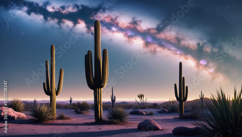 Silent Wonders: The Majestic Desert Under the Milky Way photo