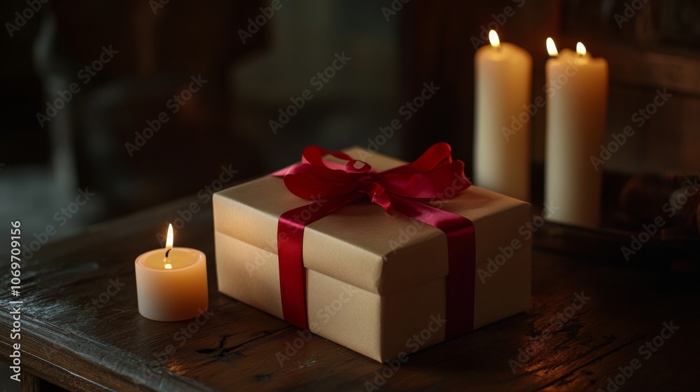 gift box with red bow valentine concept gift box with red bow valentine concept
