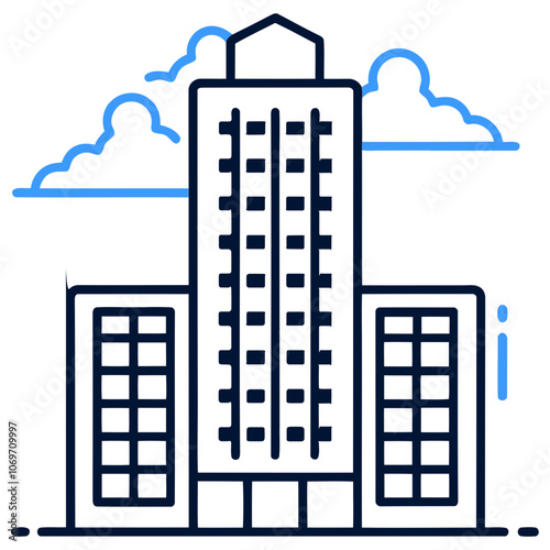 skyscrape represent corporate office buildings outline icon