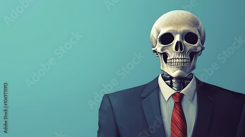 Skeleton in Suit with Sunglasses