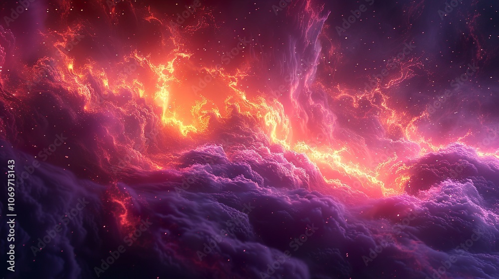 Naklejka premium Cosmic Clouds: A Stunning Nebula in Deep Space