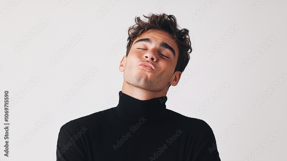 Obraz premium Playful Man Winking and Blowing a Kiss