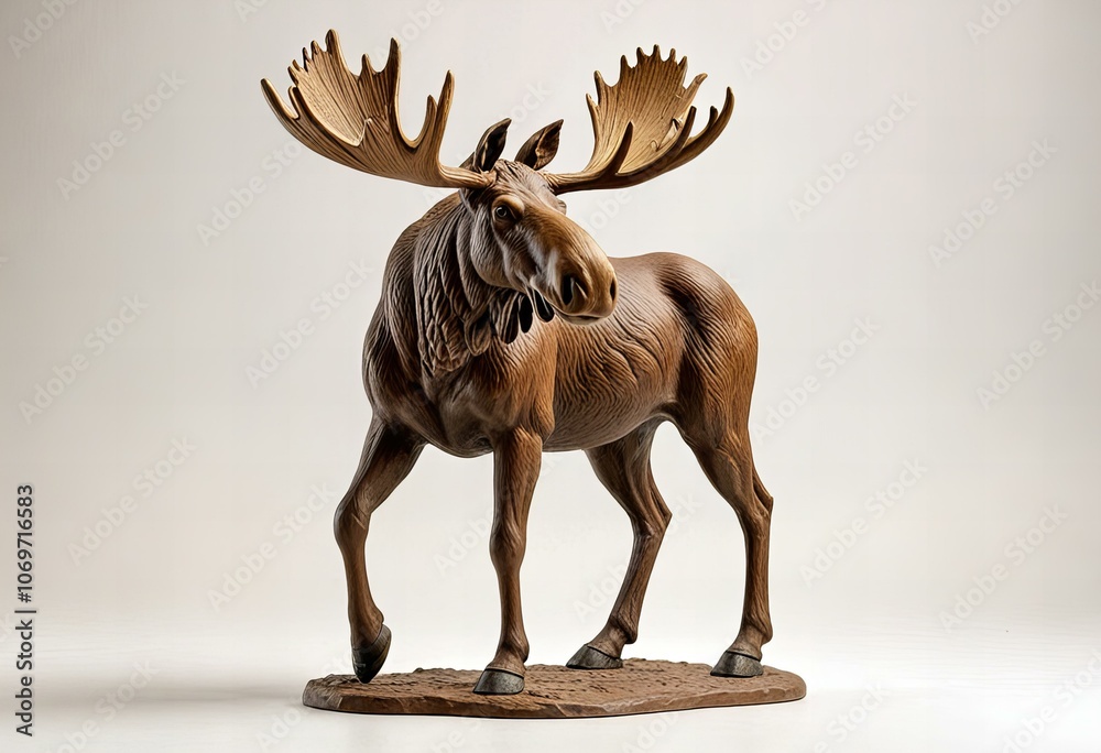 Fototapeta premium Presenting Moose statue isolated on a white background