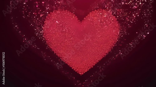 Red heart shape with sparkling effects on a dark background, conveying love and warmth.
