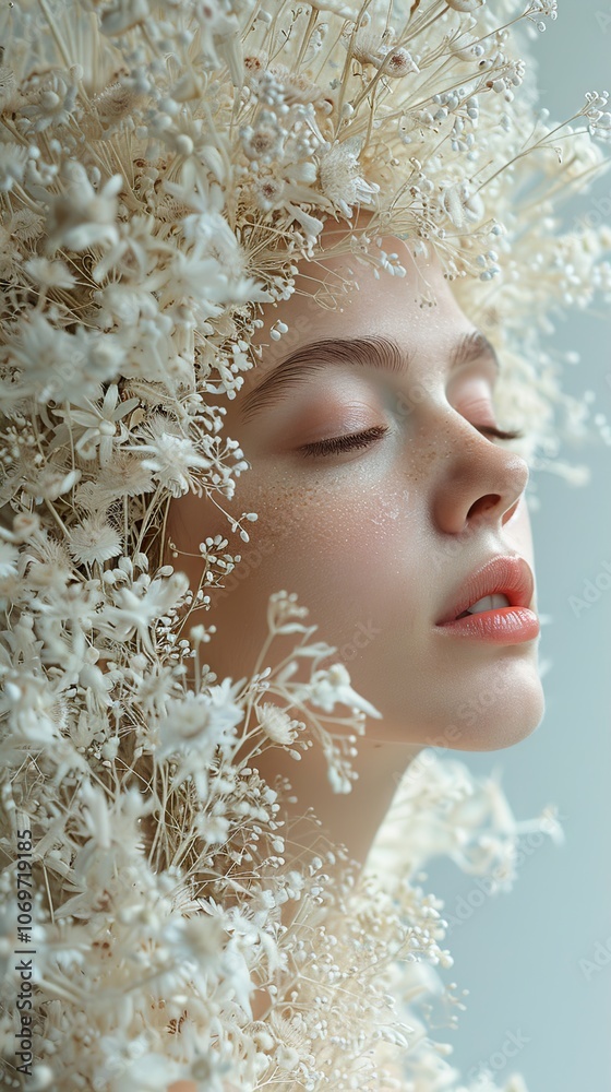 Woman with a Floral Crown: A Delicate Portrait of Beauty and Nature Woman with a Floral Crown: A Delicate Portrait of Beauty and Nature