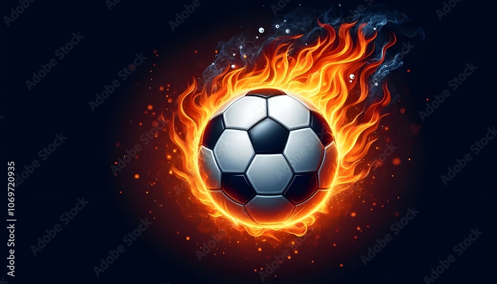Naklejka premium PNG Soccer ball on fire soccer sports illustration.