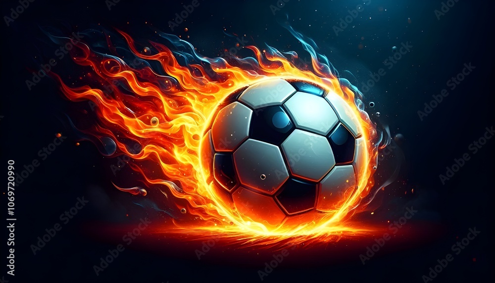 Fototapeta premium PNG Soccer ball on fire soccer sports illustration.
