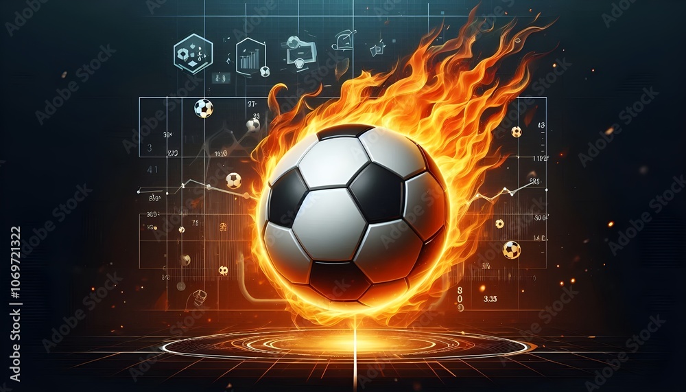 Fototapeta premium PNG Soccer ball on fire soccer sports illustration.