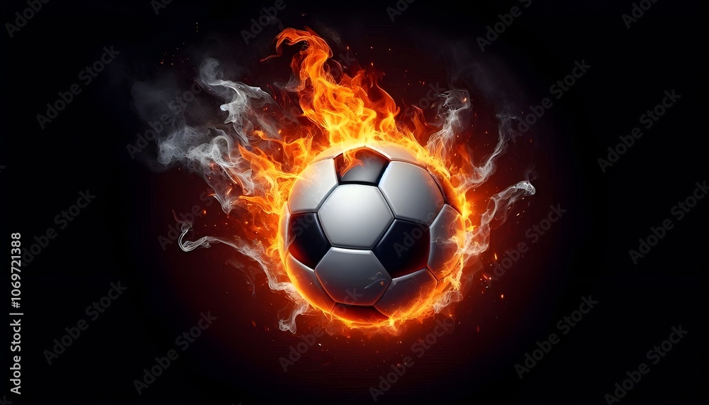 Naklejka premium PNG Soccer ball on fire soccer sports illustration.