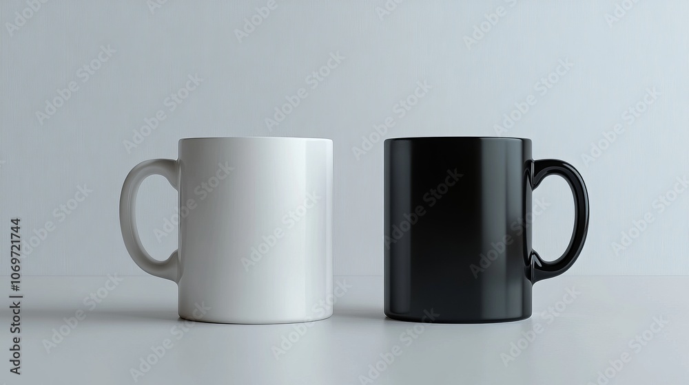 White and Black Mug Mockup Set Isolated on a White Background, Ultra-Realistic High Definition Design for Branding, Advertising, and Marketing Use White and Black Mug Mockup Set Isolated on a White Background, Ultra-Realistic High Definition Design for Branding, Advertising, and Marketing Use