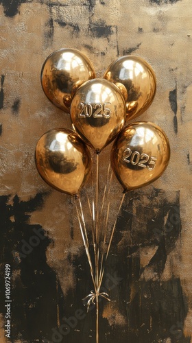 Golden 2025 Balloons.