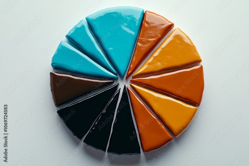 Obraz premium A clean and simple pie chart in neutral colors, representing data and analysis, on a white background