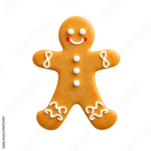 Christmas gingerbread man cookie isolated on transparent background