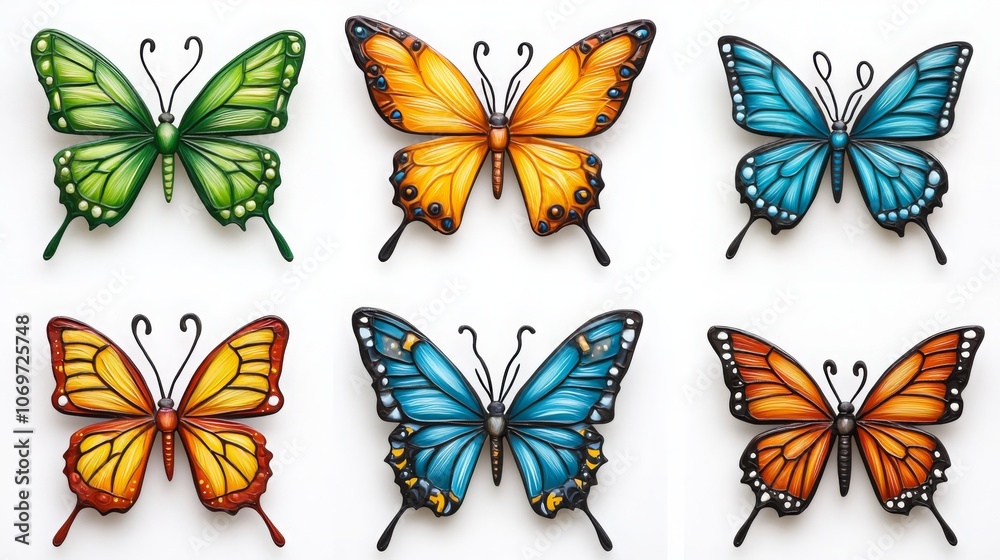 Obraz premium Colorful Pastel Butterfly Illustrations for Creative Projects