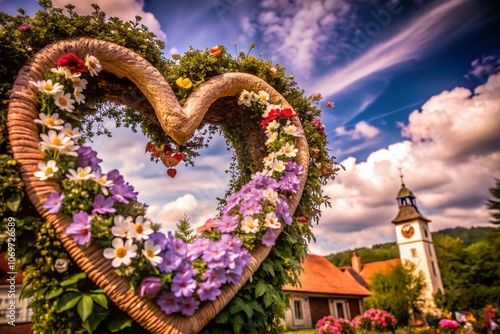 Celebrate Dragobete: A Romantic Scene with Traditional Elements, Floral Arrangements, and Symbols of Love for the Day of Love in Romania, Featuring Nature and Cultural Significance photo