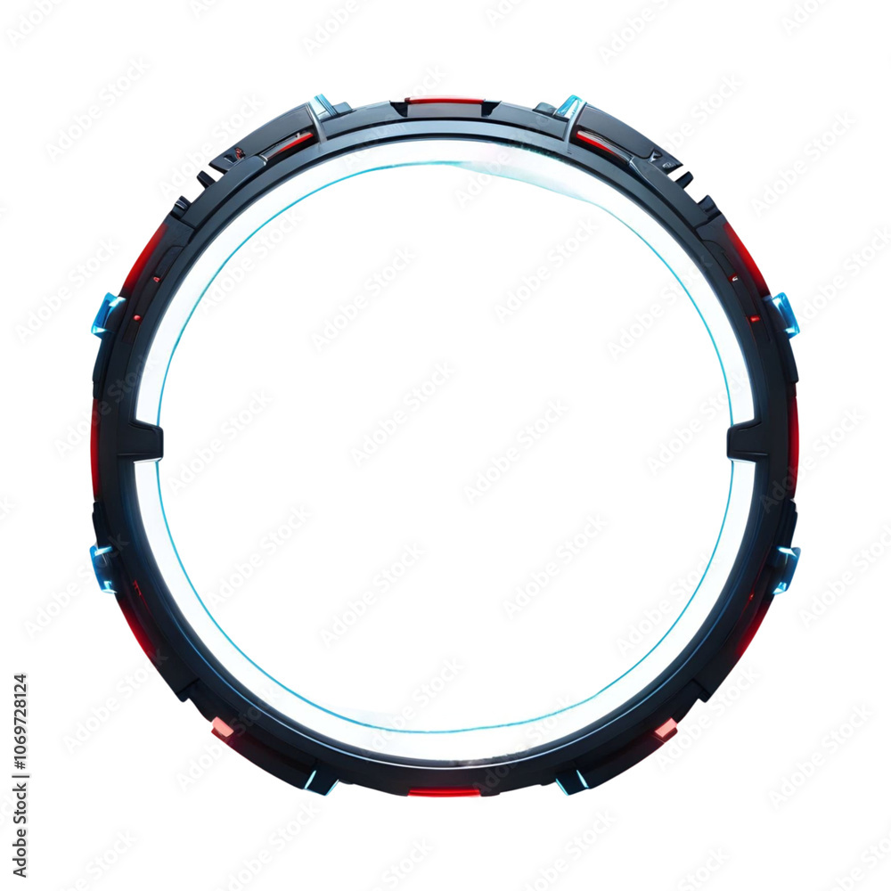 Fototapeta premium Futuristic Circle Border PNG Transparent Background