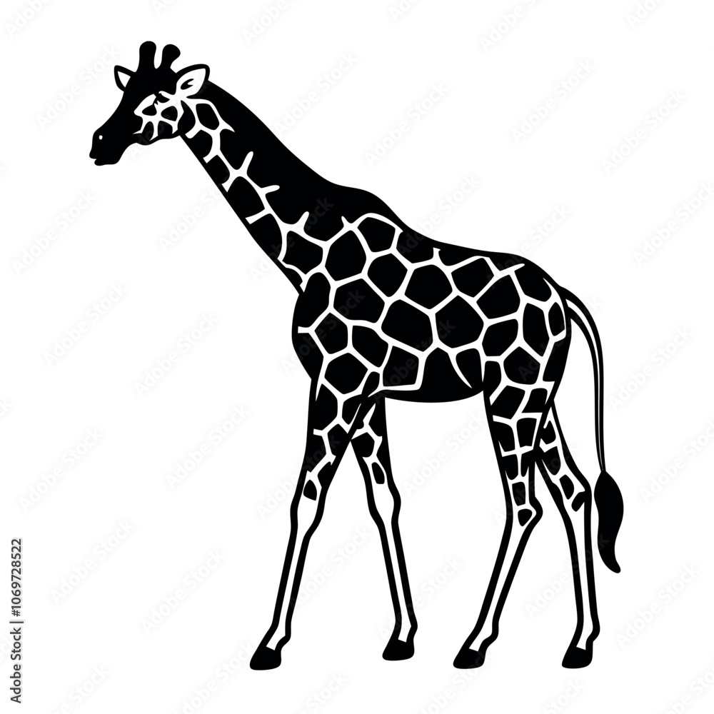 Obraz premium a black and white silhouette of a giraffe's head