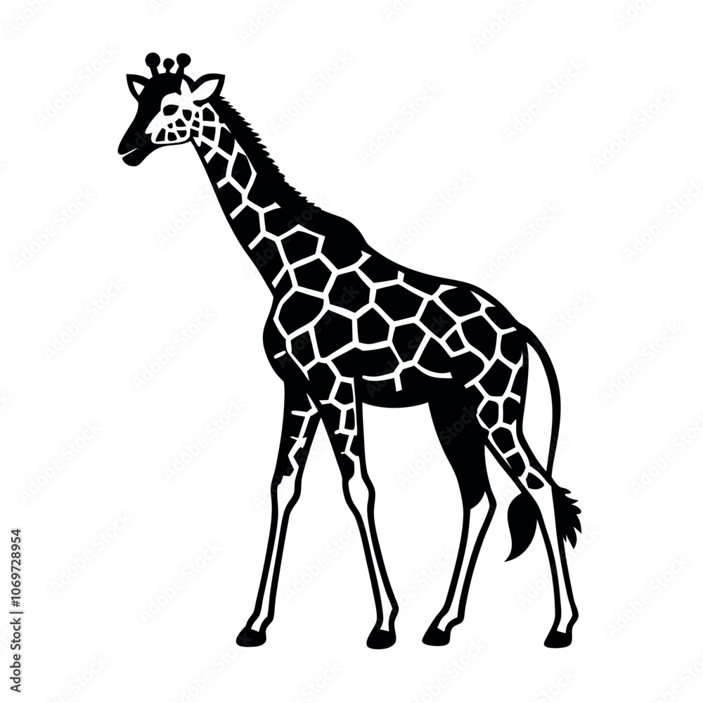 Obraz premium a black and white silhouette of a giraffe's head