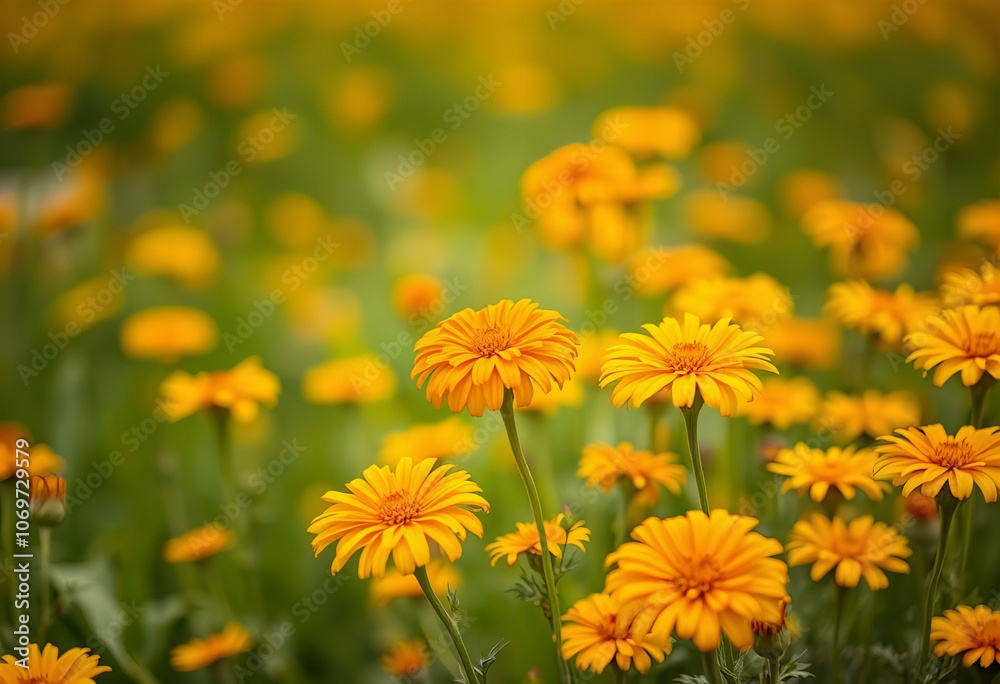 Depicting Field of calendulas, high quality Depicting Field of calendulas, high quality