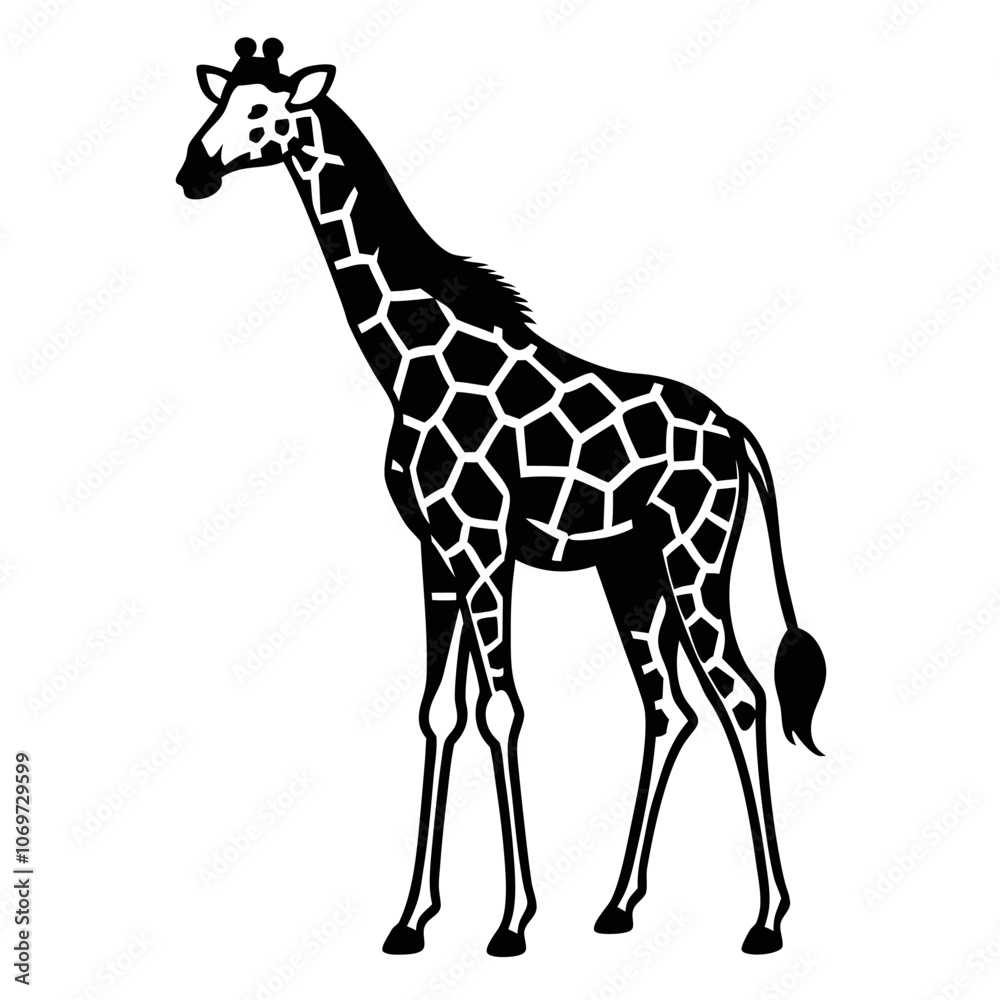 Obraz premium a black and white silhouette of a giraffe's head
