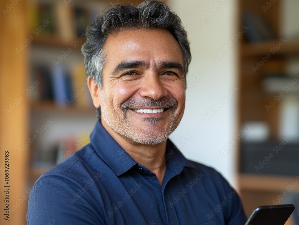 Fototapeta premium Businessman smiling at the phone