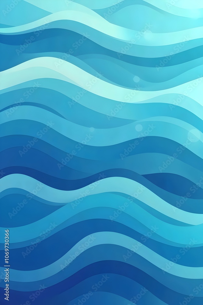 An abstract wave pattern in varying shades of blue, creating a tranquil and serene atmosphere. The smooth curves evoke feelings of calm and fluidity, perfect for a soothing backdrop.
