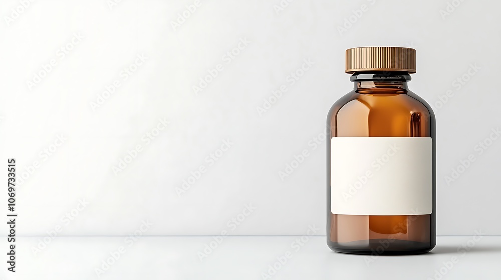 Brown Glass Bottle with Blank Label