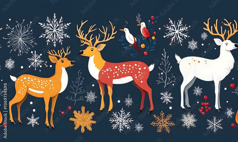 Christmas and New Year designs with festive ornaments, golden snowflakes, cozy wreaths, and sparkling holiday accents for wallpaper and greeting cards
