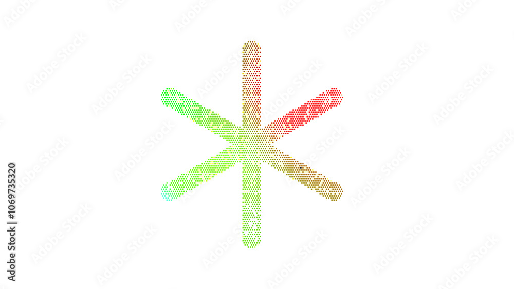 Icon asterisk is made up of LED square shapes. There are bright diodes and there are black dead diodes Icon asterisk is made up of LED square shapes. There are bright diodes and there are black dead diodes