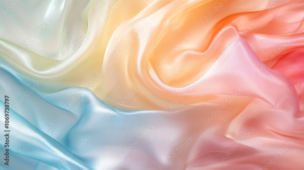 Obraz premium Pastel color transparent silk fabric flowing by wind freeze motion