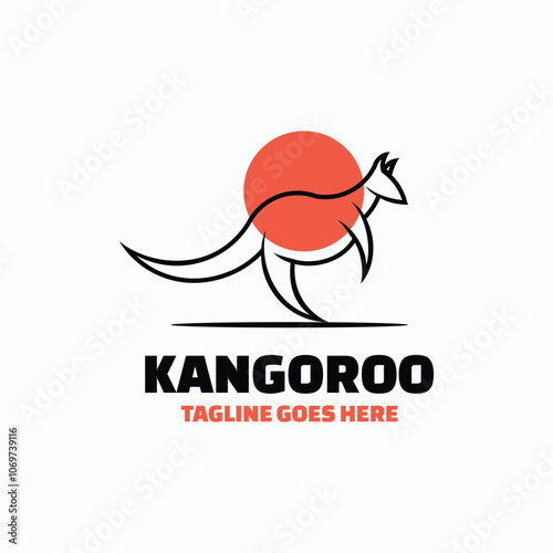 Vector Logo Illustration Kangaroo Line Art Style