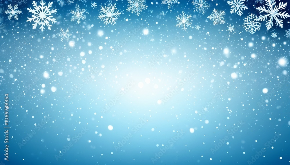 Winter wonderland: frosty snowflakes on a blue sky background Winter wonderland: frosty snowflakes on a blue sky background