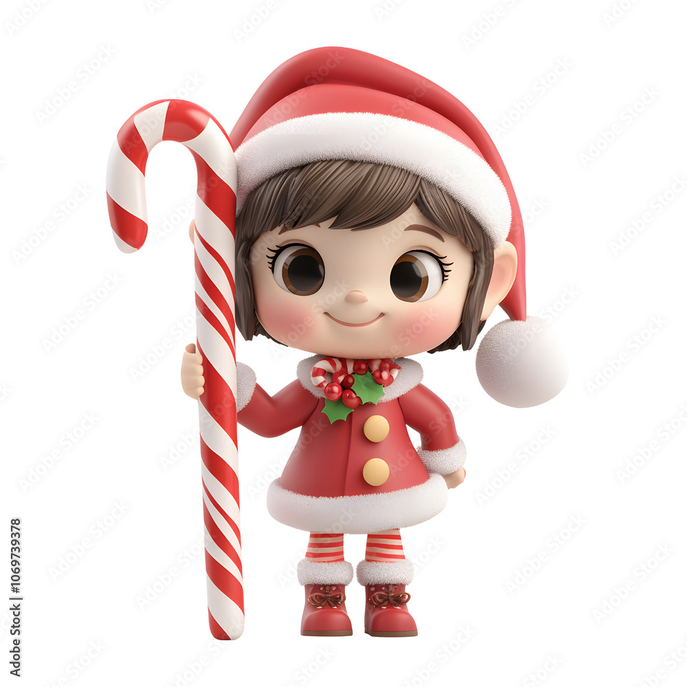 Adorable Christmas elf girl with candy cane, festive attire, and cheerful expression. Holiday spirit! Adorable Christmas elf girl with candy cane, festive attire, and cheerful expression. Holiday spirit!