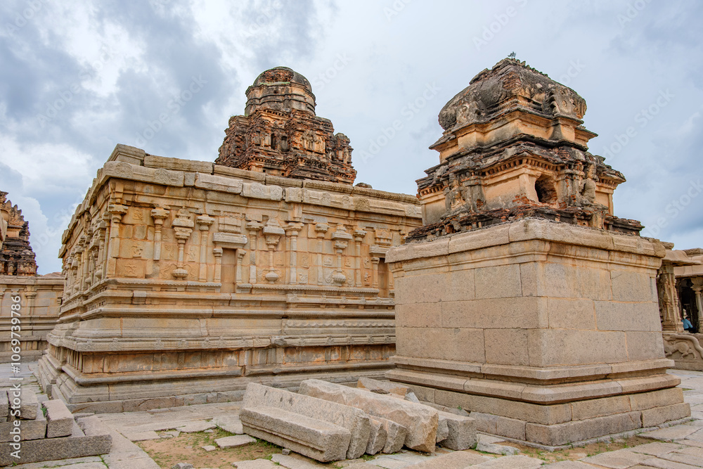 Fototapeta premium The Krishna Temple at Hampi India. This temple is dedicated to Lord Balakrishna, the form of Lord Krishna when he was an infant and was built in the year 1513 A.D.