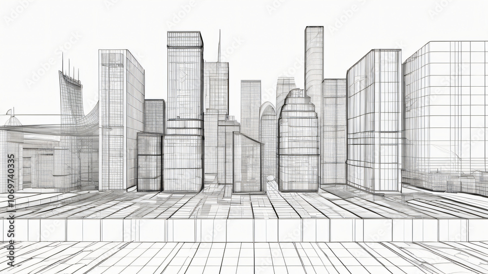 Fototapeta premium sketch of modern building