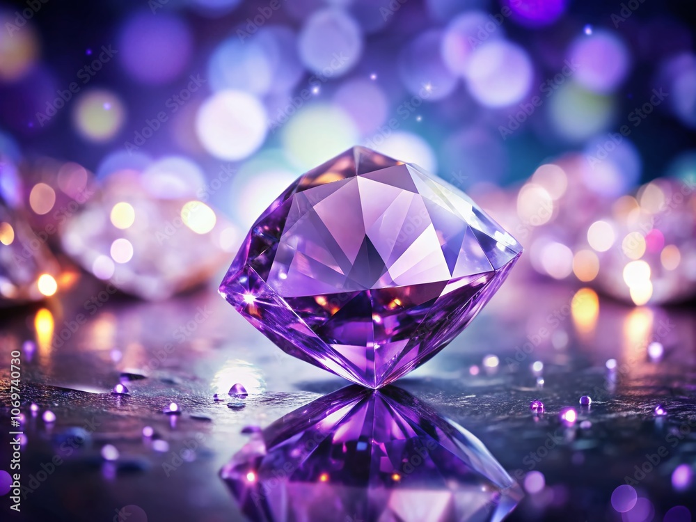 Elegant Amethyst Gem in Bokeh Effect - A Clear and Transparent Symbol of Peace and Integrity, Capturing the Essence of Tranquility and Beauty in a Stunning Visual Display Elegant Amethyst Gem in Bokeh Effect - A Clear and Transparent Symbol of Peace and Integrity, Capturing the Essence of Tranquility and Beauty in a Stunning Visual Display