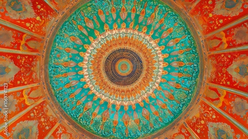 Islamic decorations in the dome of the Prophets Mosque in Saudi Arabia