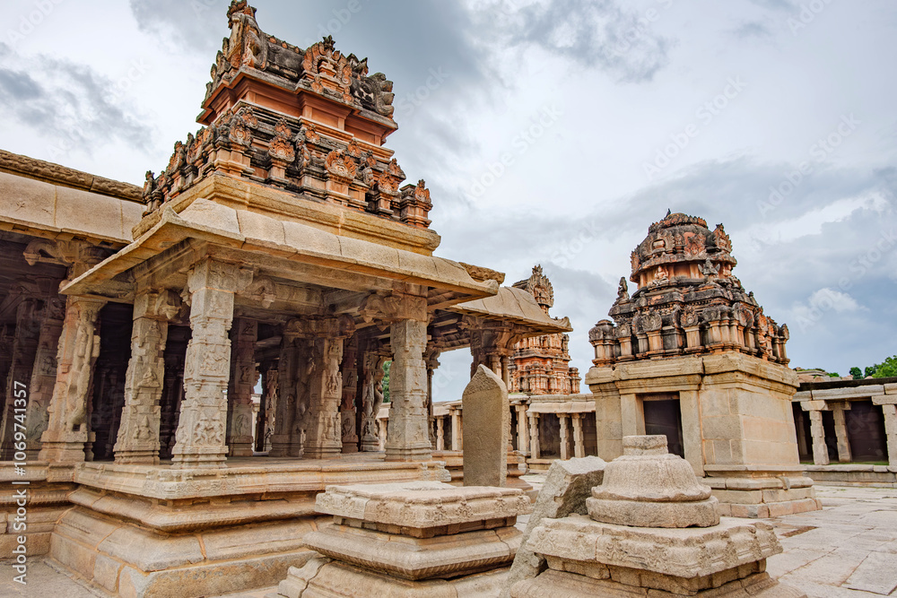 Fototapeta premium The Krishna Temple at Hampi India. This temple is dedicated to Lord Balakrishna, the form of Lord Krishna when he was an infant and was built in the year 1513 A.D.