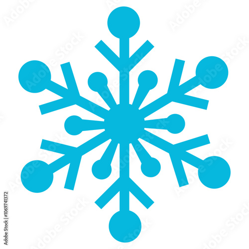 Cute snowflake isolated on white background. Nice element for Christmas banner, cards. Blue snowflakes.