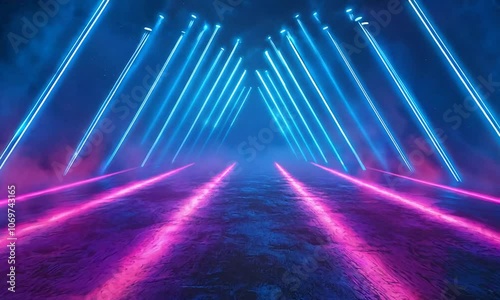 Stage with colorful lights and smoke 
