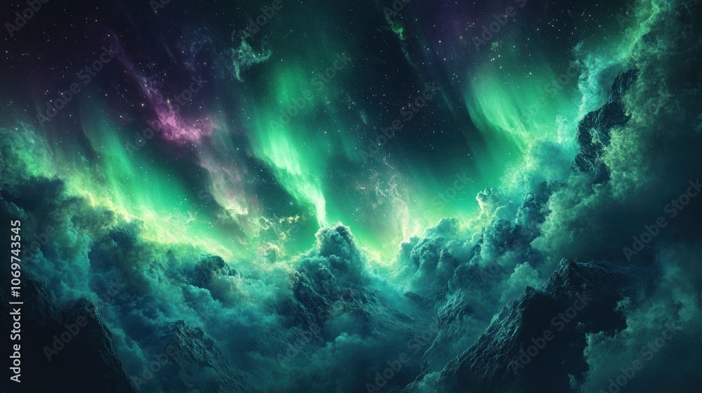 Aurora Borealis over Mountains Aurora Borealis over Mountains
