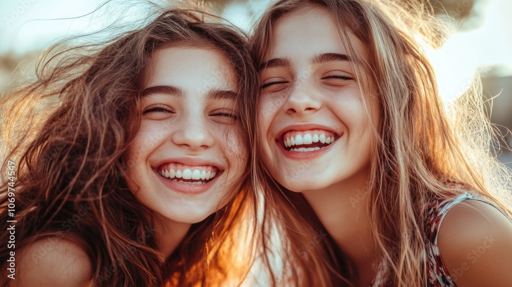 Young Women Sharing a Joyful Moment Young Women Sharing a Joyful Moment