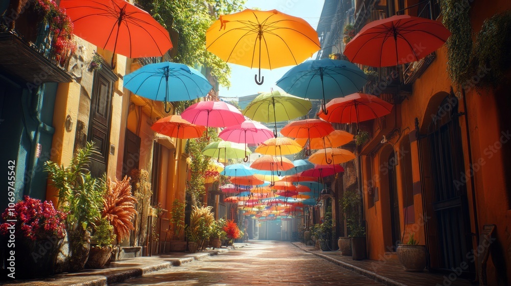 Fototapeta premium Colorful Umbrellas Street