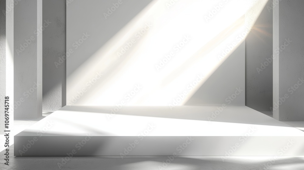 Empty abstract blank table - empty copy space for design and product display blank white space background illuminated with bright light white empty geometrical background stage for product placement Empty abstract blank table - empty copy space for design and product display blank white space background illuminated with bright light white empty geometrical background stage for product placement