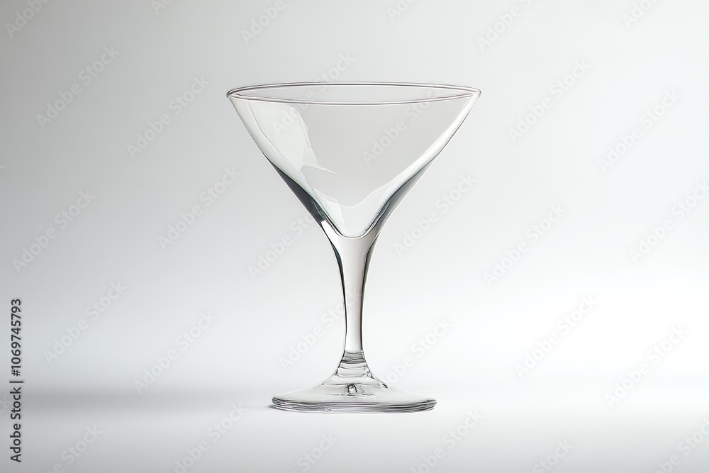 Empty martini glass standing on white background Empty martini glass standing on white background