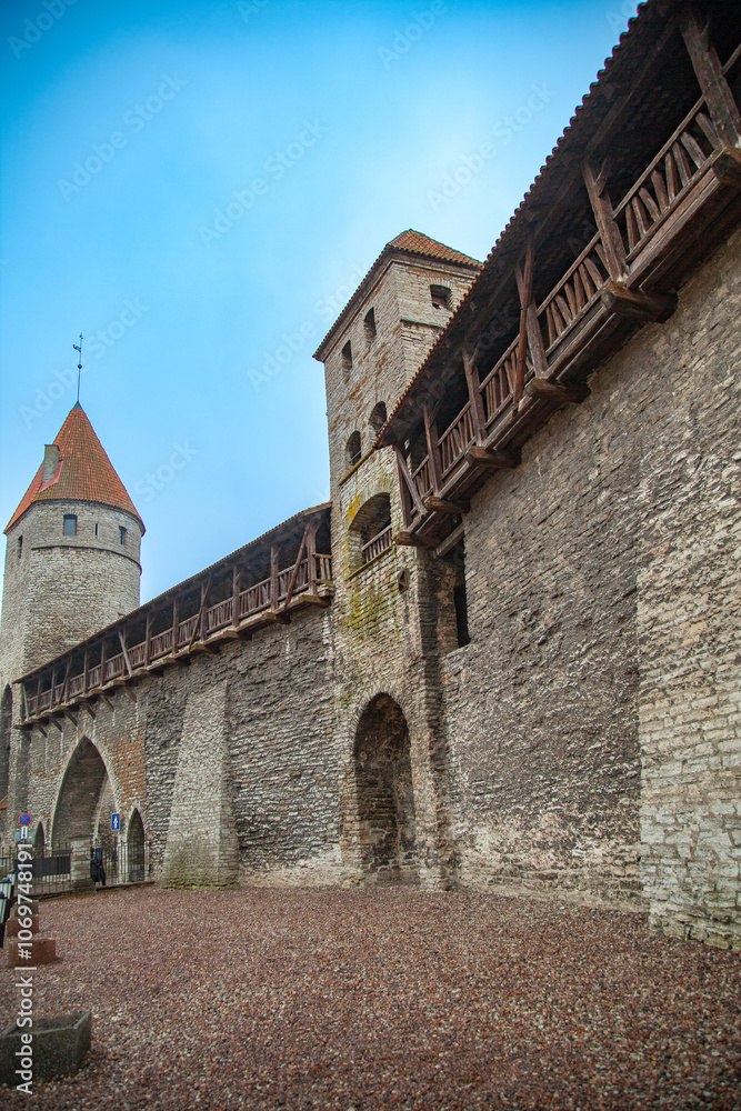 late autumn in the medieval city of Tallinn. Castles and towers.