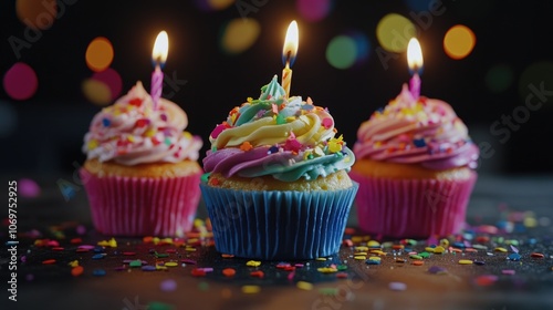 Cupcakes with lit candles