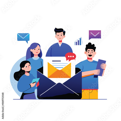  email marketing subscribe newsletter sending  flat illustration 