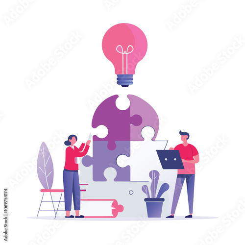  problem solving skill think solution creativity flat illustration 