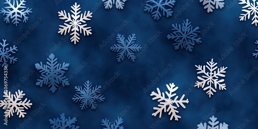 White and Blue Snowflakes on a Blue Background White and Blue Snowflakes on a Blue Background